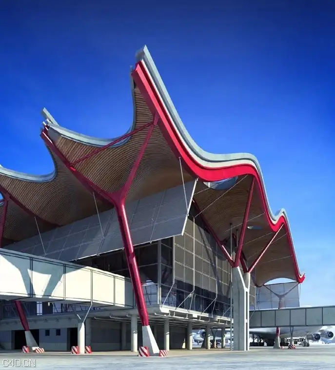 机场侯机大厅C4D模型 Airport hall 3D model