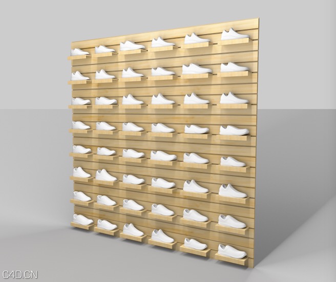 运动鞋专卖店鞋架C4D模型 Shoe rack 3D model