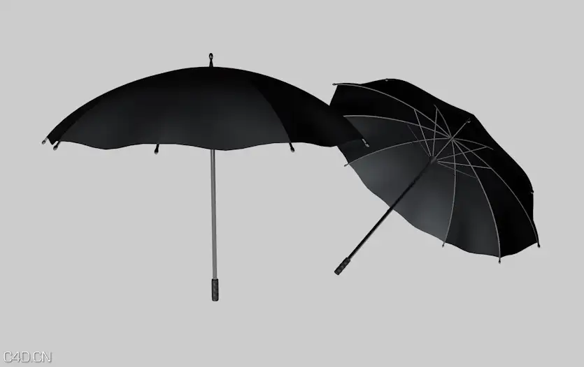 黑色高精度雨伞C4D模型 Umbrella 3D model