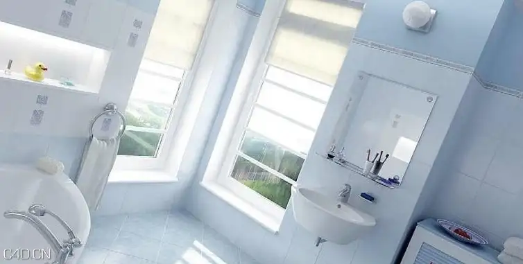 卫生间 洗手间整体C4D模型 Toilet restroom 3D model