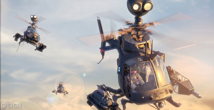 [MAYA/NUKE教程]OH-58鹰眼侦察机硬表面建模和Nuke渲染合成套装