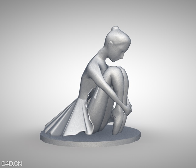 沉思的芭蕾舞女孩/跳舞女孩雕塑C4D模型 Ballet girl sculpture 3D model