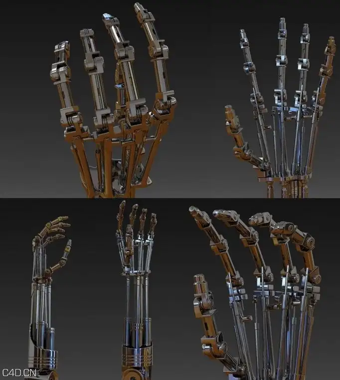 终结者液压机械手臂C4D模型 terminators t-800 Arm