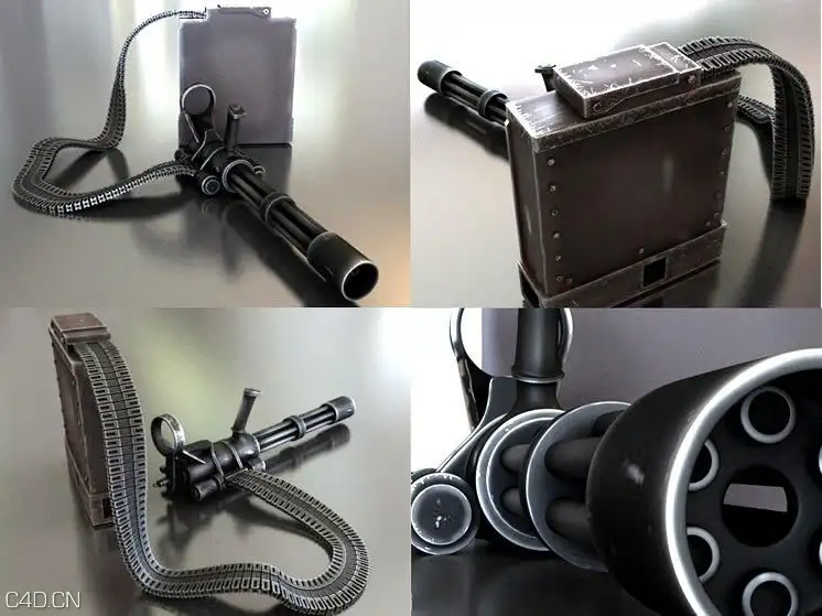 《终结者》转管机枪C4D模型 terminators t-600