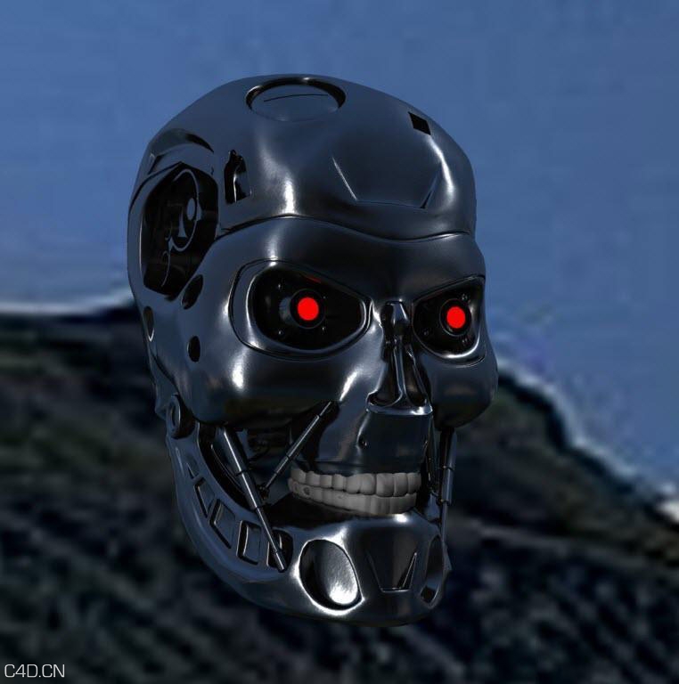 终结者t-800头部C4D模型terminator t-800 t2 robot cyborg machine 101