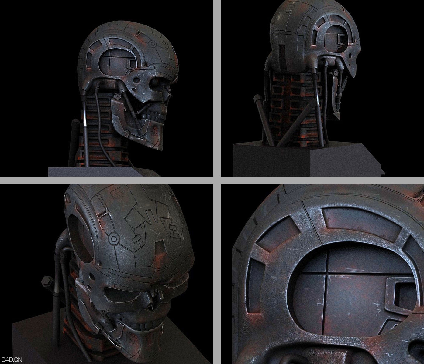 终结者T-600头部C4D模型terminator T-600 Head