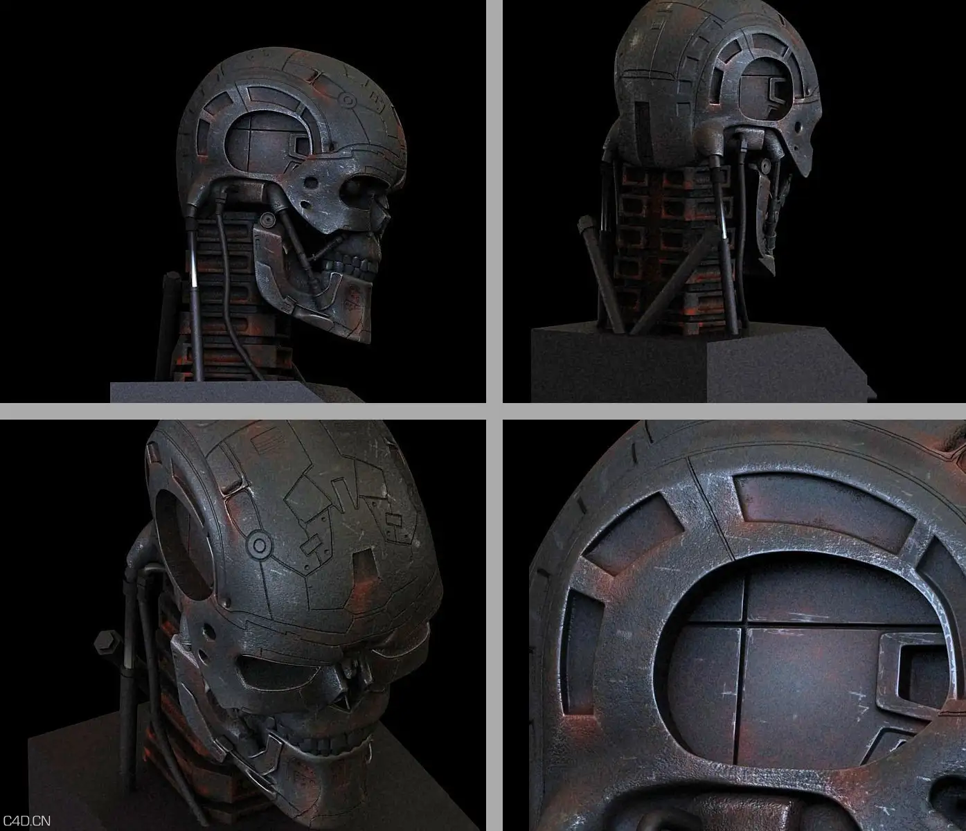 终结者T-600头部C4D模型terminator T-600 Head
