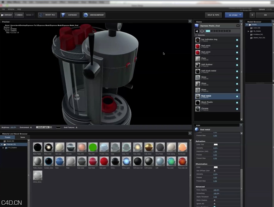 C4D模型转成E3D模型流程讲解