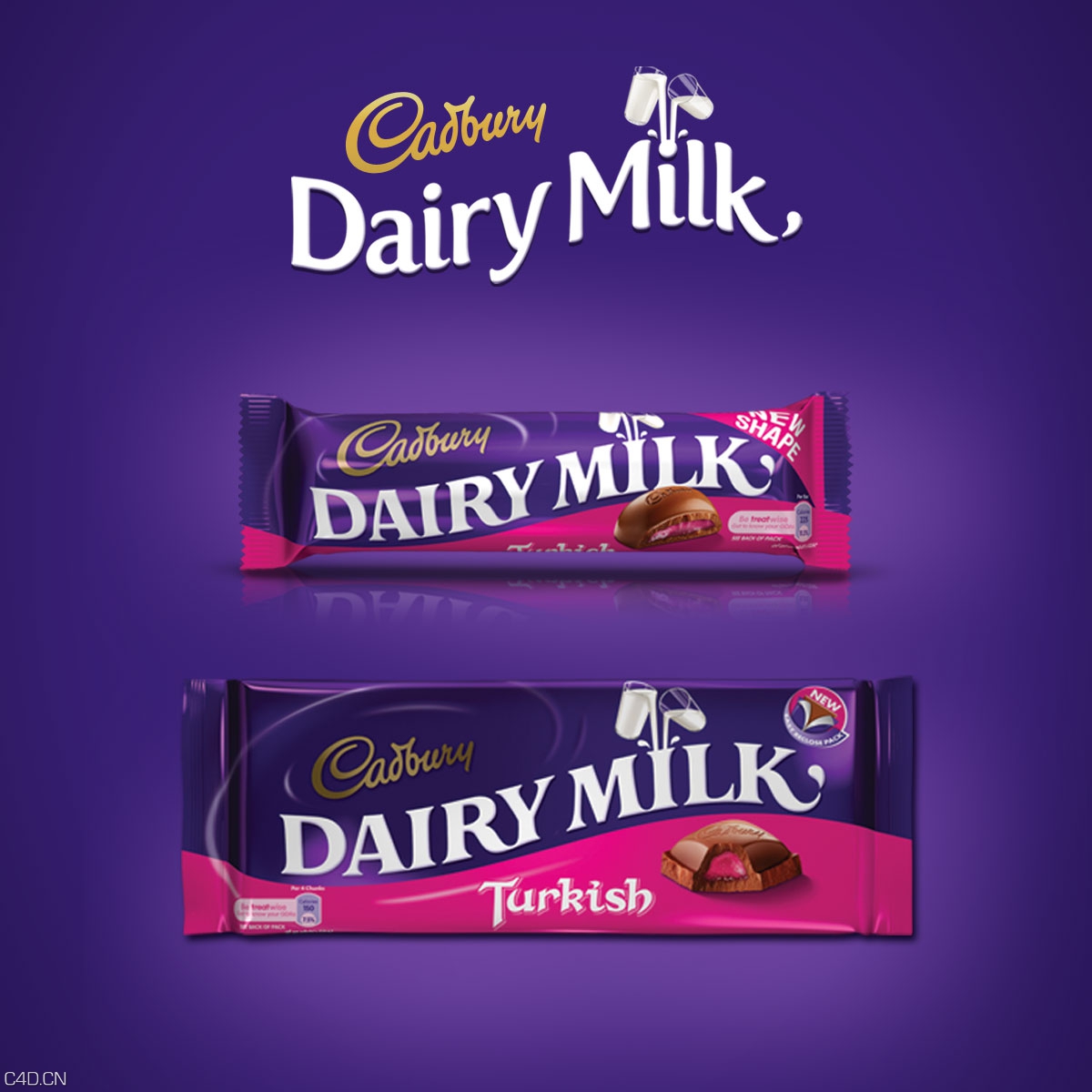 C4D渲染的巧克力包装作品 Cadbury Restage Rebrand Visuals - C4D之家 - Cadbury-rebrand-bars-Turk.jpg