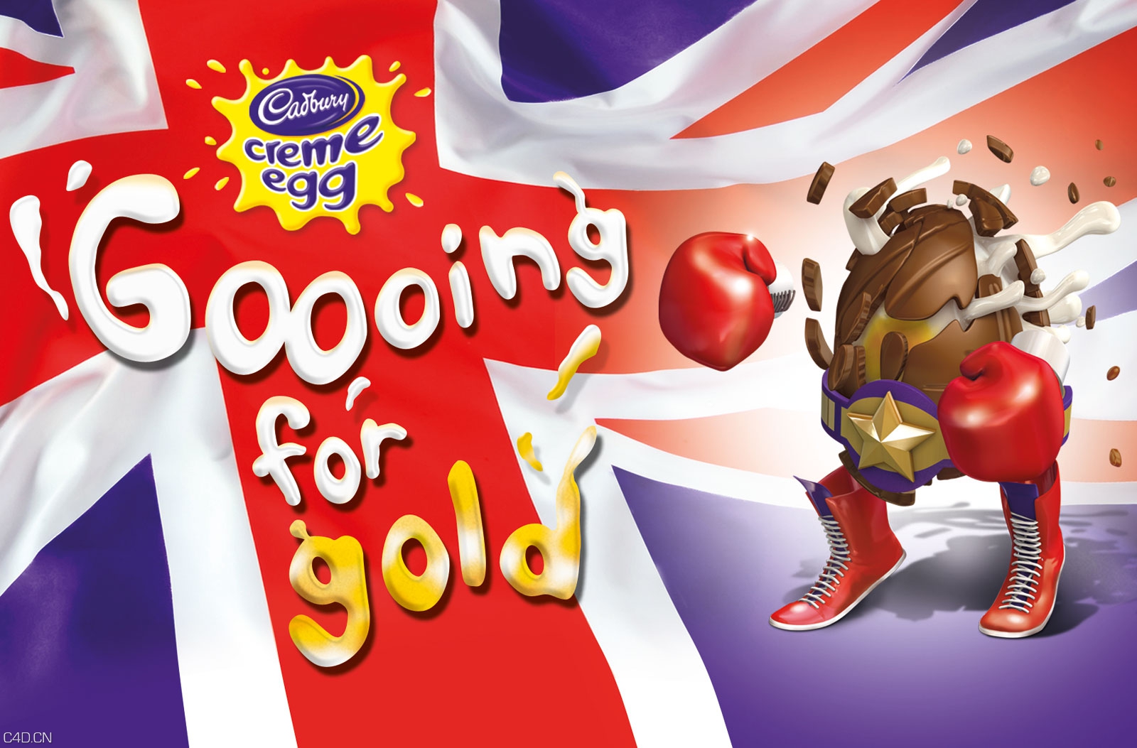 C4D巧克力卡通形象渲染作品 Cadbury Creme Egg Olympics - C4D之家 - CE-Gooing-gold_Boxer.jpg