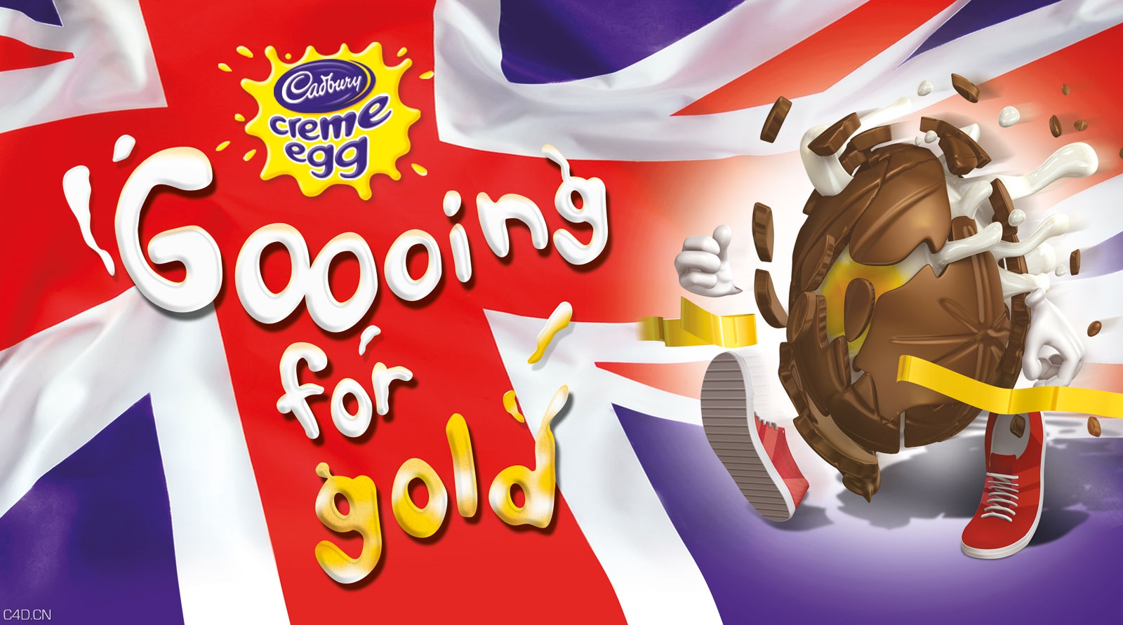 C4D巧克力卡通形象渲染作品 Cadbury Creme Egg Olympics - C4D之家 - CE-Gooing-gold_Runner.jpg