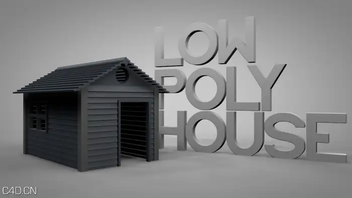 C4D小木屋搭建教程 Cabin Cinema 4D Tutorial - C4D之家 - low-poly-house-with-studio.jpg