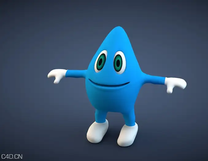 环保卡通形象模型：《爱护水资源》水滴卡通形象C4D模型