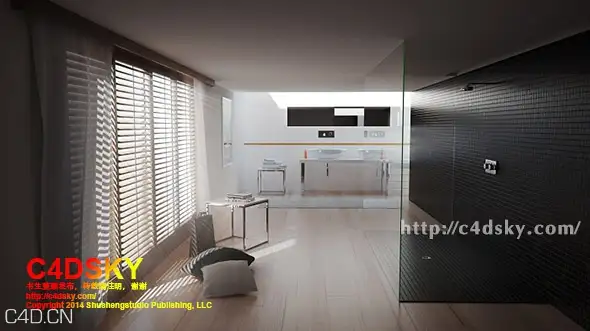C4D教程： Vray室内浴室渲染全面培训案例教程+场景文件