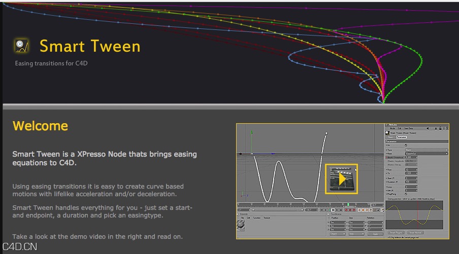 C4D插件：XPresso节点曲线控制插件 Smart Tween 1.2