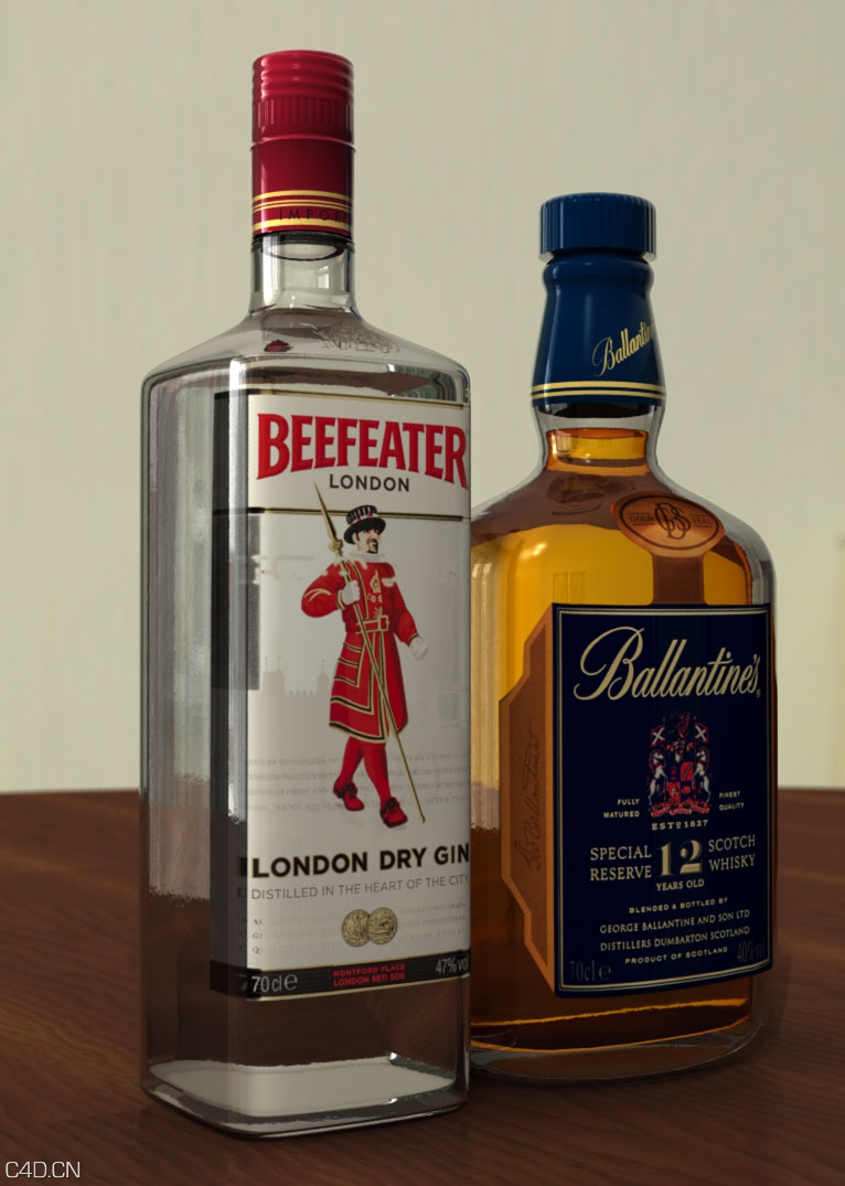 瓶装洋酒C4D模型 bottles 3d model