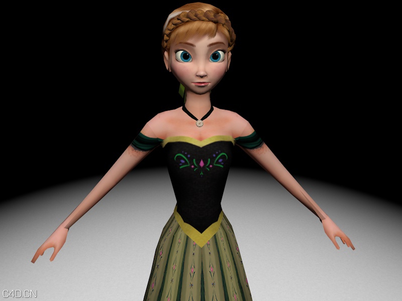 小女孩/小公主C4D模型（绑定/简模）Anna