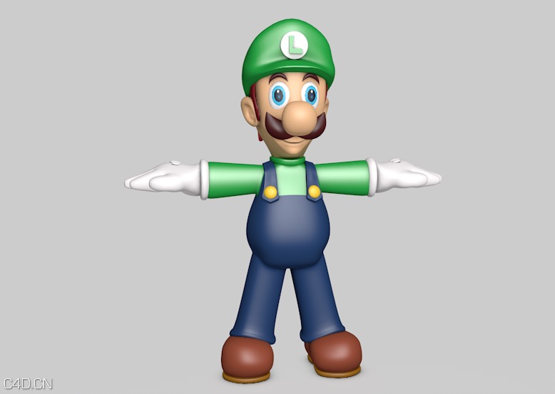 水管工卡通形象：路易基C4D模型 Luigi