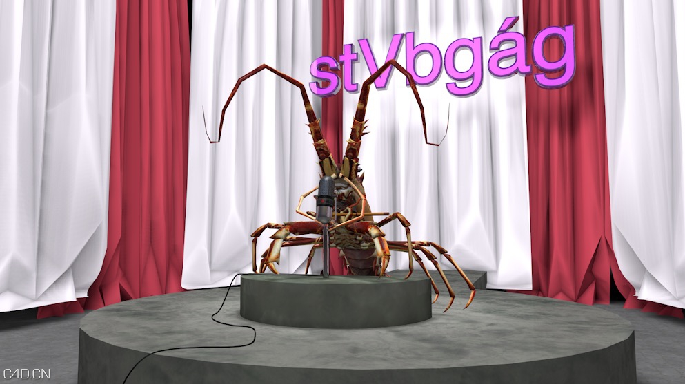 龙虾唱歌角色动画C4D工程（带动画） lobster sing