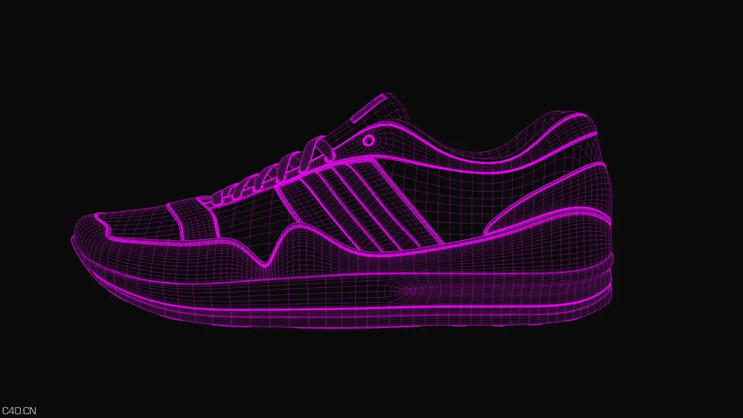 休闲运动鞋C4D渲染作品 sports_shoe_3d_model - C4D之家 - wireframe_3.jpg