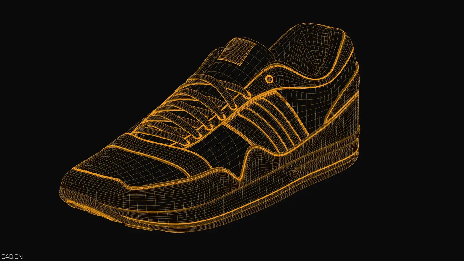 休闲运动鞋C4D渲染作品 sports_shoe_3d_model - C4D之家 - wireframe_1.jpg