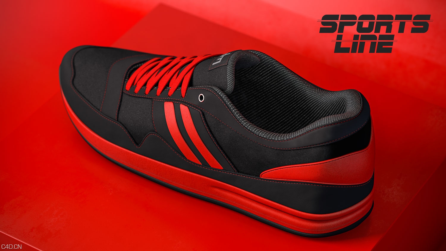 休闲运动鞋C4D渲染作品 sports_shoe_3d_model - C4D之家 - sport-shoe-red-5.jpg