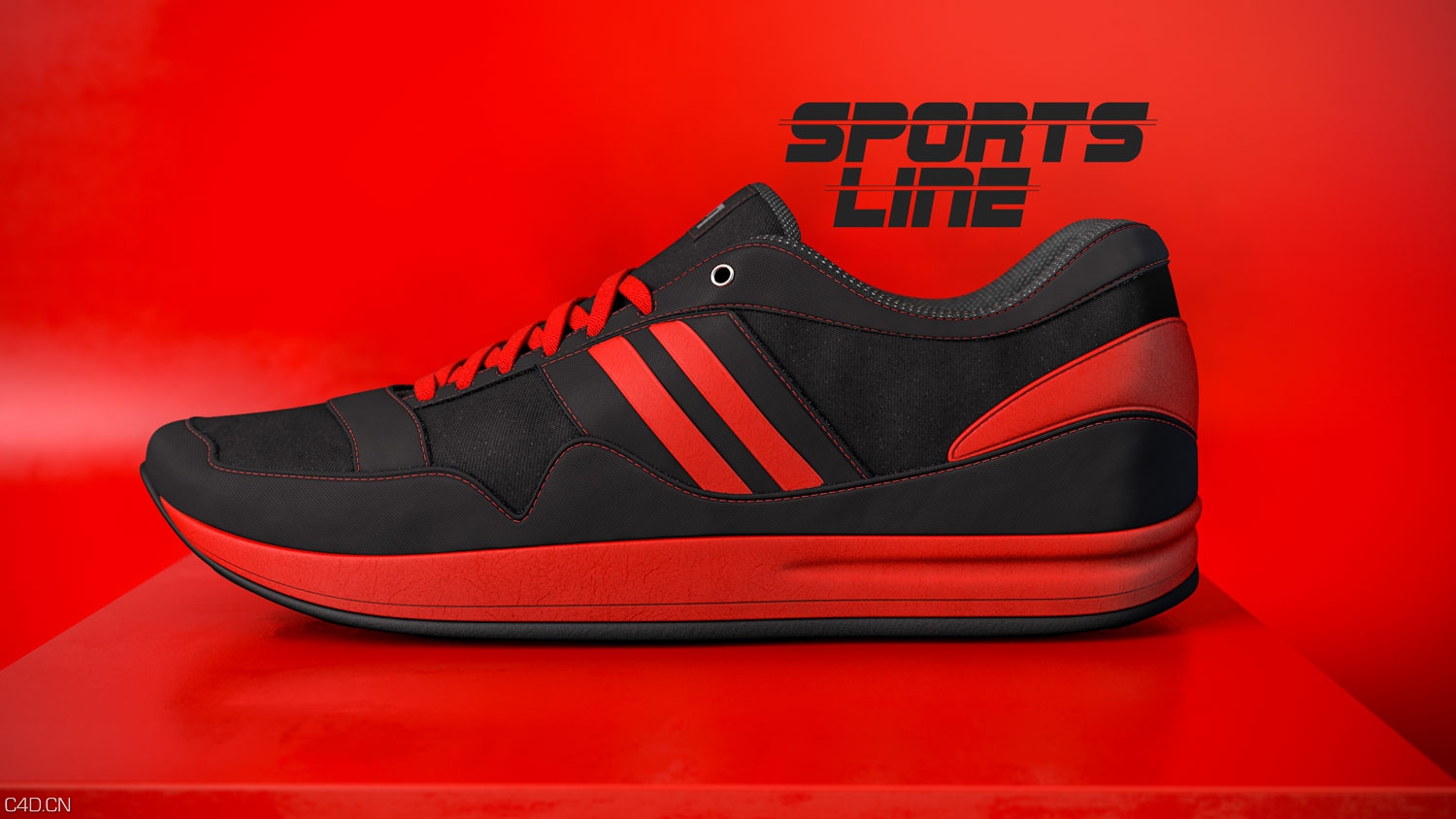 休闲运动鞋C4D渲染作品 sports_shoe_3d_model - C4D之家 - sport-shoe-red-3.jpg