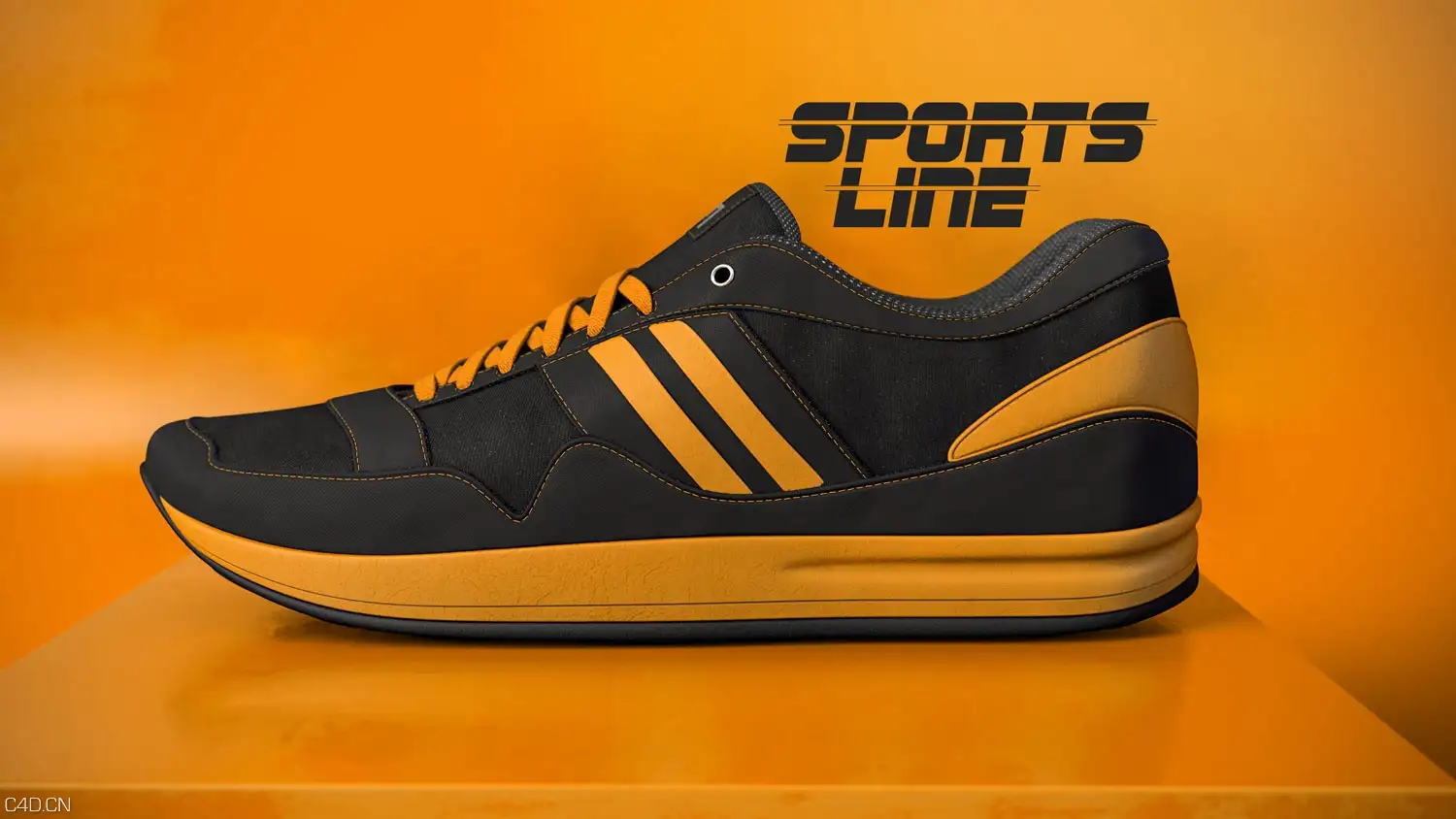 休闲运动鞋C4D渲染作品 sports_shoe_3d_model - C4D之家 - sport-shoe-orange-3.jpg