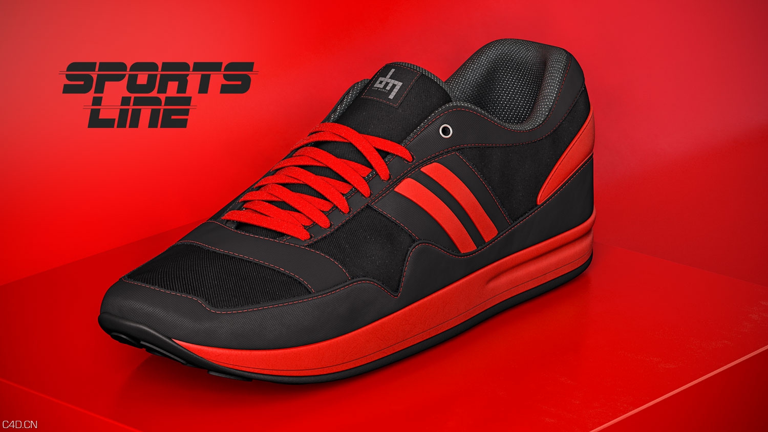 休闲运动鞋C4D渲染作品 sports_shoe_3d_model - C4D之家 - sport-shoe-red-1.jpg