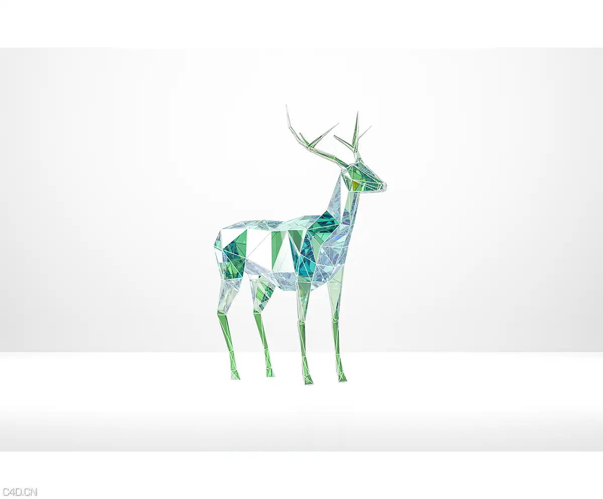 低面动物：翡翠鹿C4D模型 Emerald deer - C4D之家 - a22a1502f5274c46f5d6b5579d5fe439.png