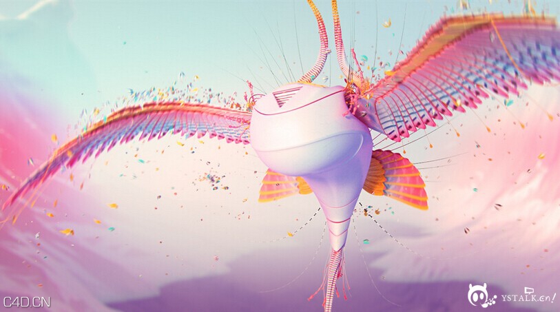 翅膀颤动粒子效果c4d教程