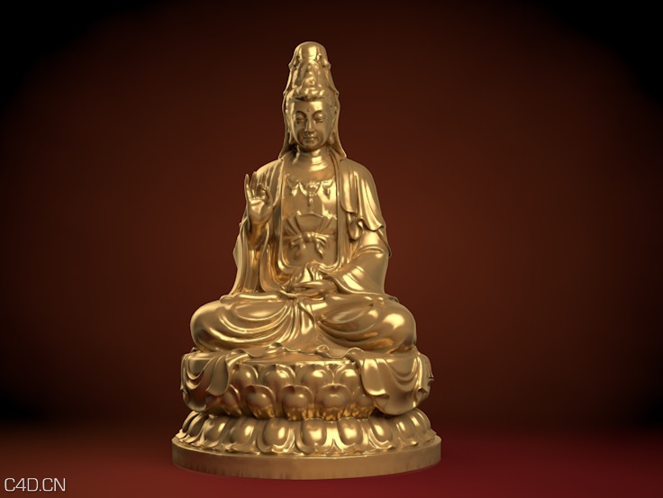 观音坐像C4D模型 （obj/max/c4d）