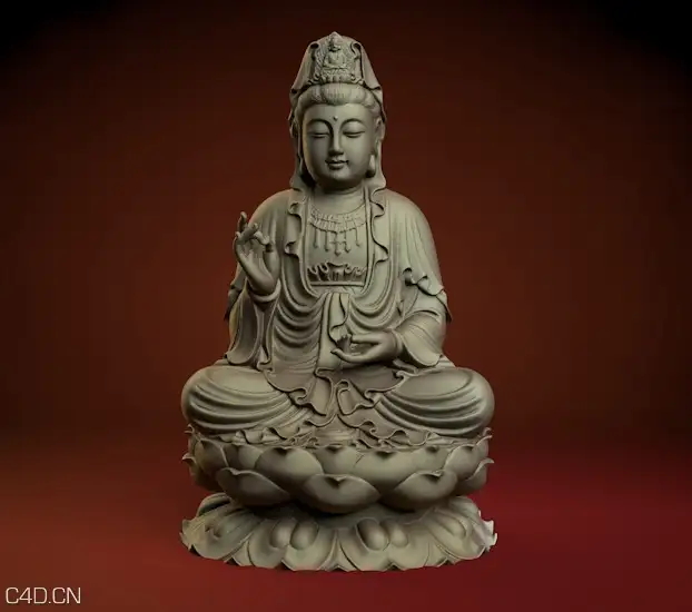 实用观音菩萨坐莲花C4D模型 - C4D之家 - cinema4d_ 2015-07-02 00.27.53.jpg