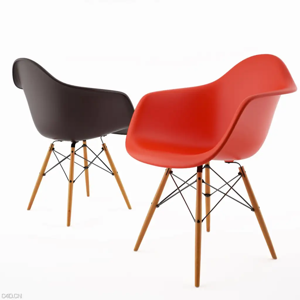伊姆斯椅，高光木脚椅,枫木脚扶手椅,靠背餐椅C4D模型 Armchair DAW by Vitra Eames - C4D之家 - armchair-daw-by-vitra-eames-1024x1024.jpg