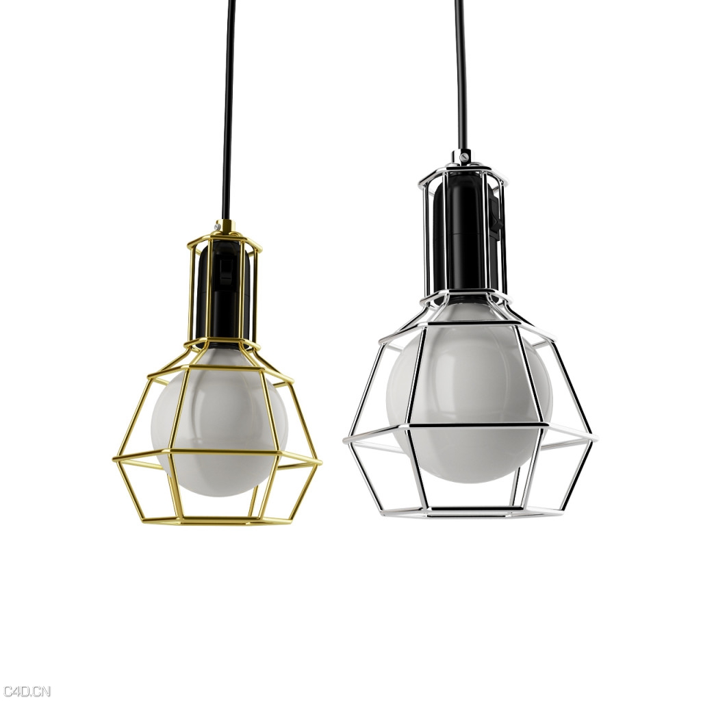 带铁网护罩的吊灯C4D模型 Work Pendant Lamp