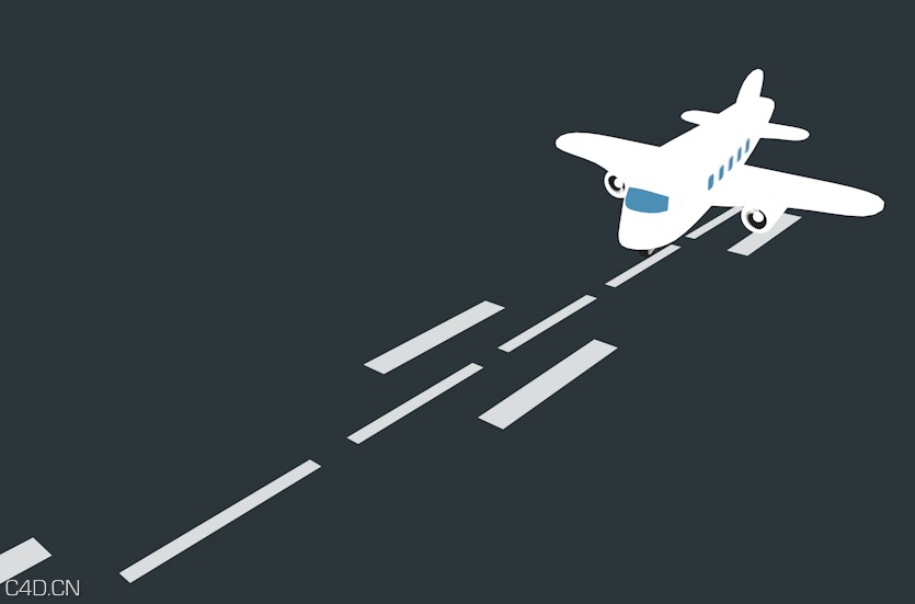 C4D飞机降落起飞卡通二维动画工程文件 Airplane