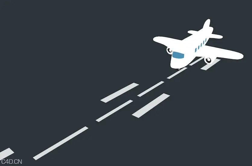 C4D飞机降落起飞卡通二维动画工程文件 Airplane