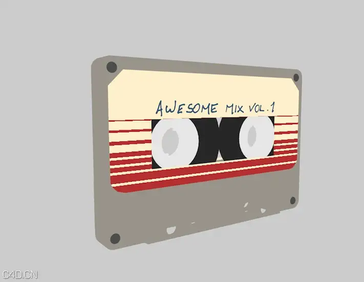 C4D磁带转动卡通二维动画工程文件 Cassette Tape