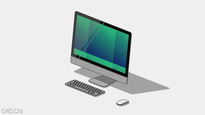C4D iMac电脑卡通二维模型工程