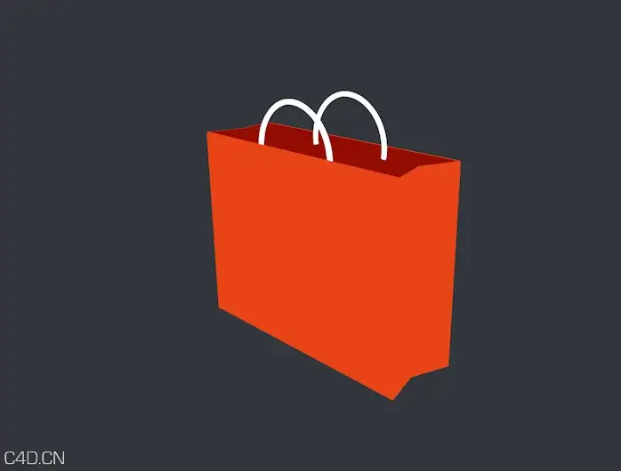C4D手提袋 购物袋二维卡通模型工程 Shopping Bag