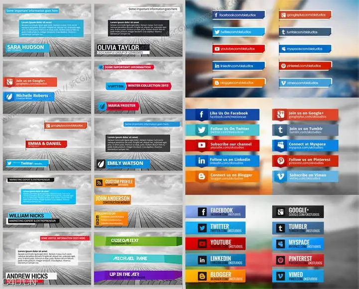 10例清新简约的字幕条动画AE工程 Modern Lower Thirds Bundle (10 in 1)