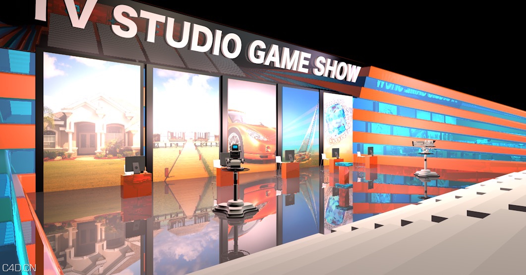 游戏节目电视演播室C4D模型 TV Studio GAME SHOW