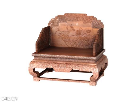 中式家具模型：荷花宝座C4D模型