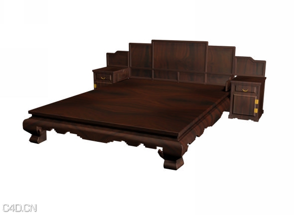 中式家具模型：龙纹高低床C4D模型 - C4D之家 - 9-1004040Q959.jpg