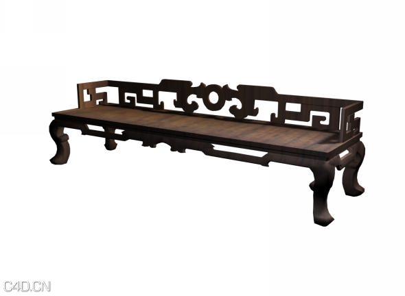 中式家具模型：卷草夔纹罗汉床C4D模型 - C4D之家 - 9-100403160411.jpg