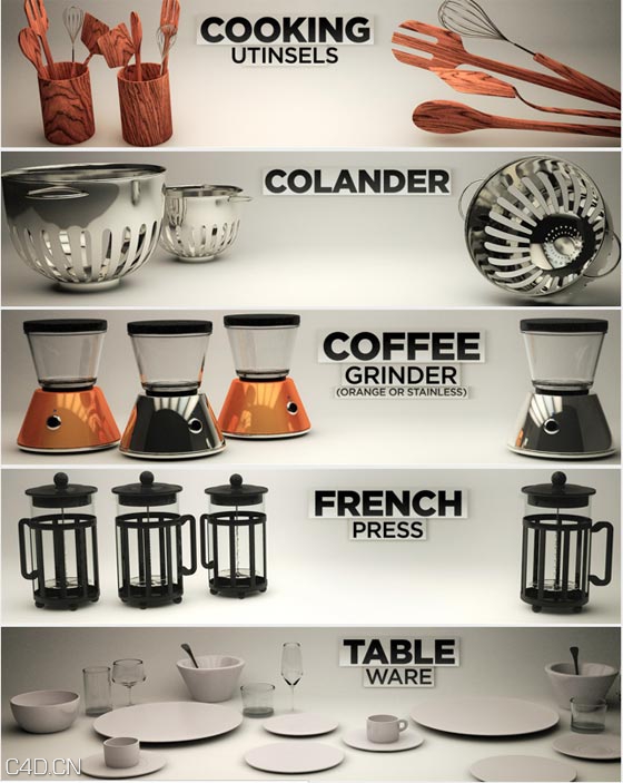 CINEMA 4D 厨房工具模型包合集 The Pixel Lab – Kitchen Pack - C4D之家 - kitchenpack3.jpg