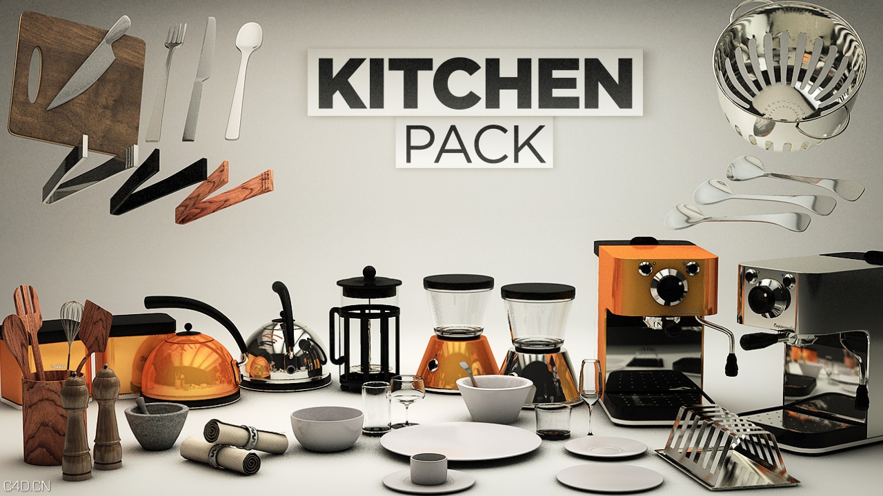 CINEMA 4D 厨房工具模型包合集 The Pixel Lab – Kitchen Pack - C4D之家 - Kitchen-Pack-Banner1.jpg
