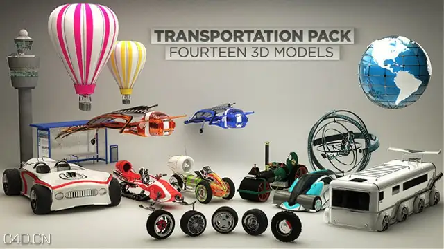 C4D运输包装类模型合集 Transportation Pack - C4D之家 - Main.jpg