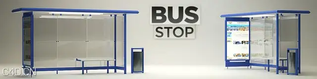 C4D运输包装类模型合集 Transportation Pack - C4D之家 - Bus-Stop.jpg