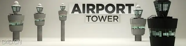 C4D运输包装类模型合集 Transportation Pack - C4D之家 - Airport-Tower.jpg